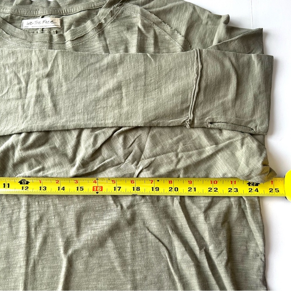 🍒(A272) NEW Free People Arden Long Sleeve Tee. Washed Olive Green. Size: Large - Picture 12 of 14